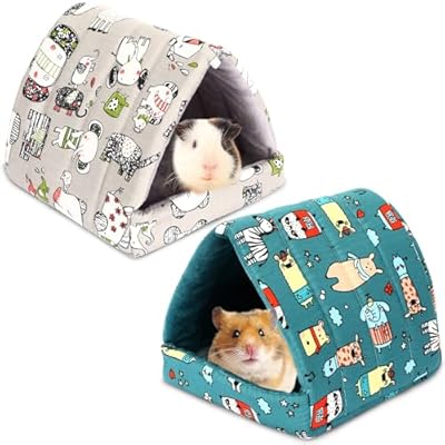 UPINS 2 Pack 9.8 inches Guinea Pig Bed, Guinea Pig Hideout Washable Small Animal House Cage Accessories for Dwarf Rabbits Chinchillas Hamsters Hedgehogs Ferrets Bearded Dragons and Rats