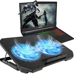 Suporte para Notebook Base Refrigerada com LED – Cooler Silencioso, Ventilação Potente, Ajustável, Ergonômico, Compatível até 17” Premium