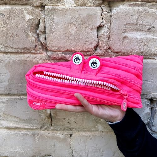 Image of ZIPIT Monster Pencil Case for Girls, Cute Zipper Pouch for Kids Teens, Stationery Bag for School ,Pink