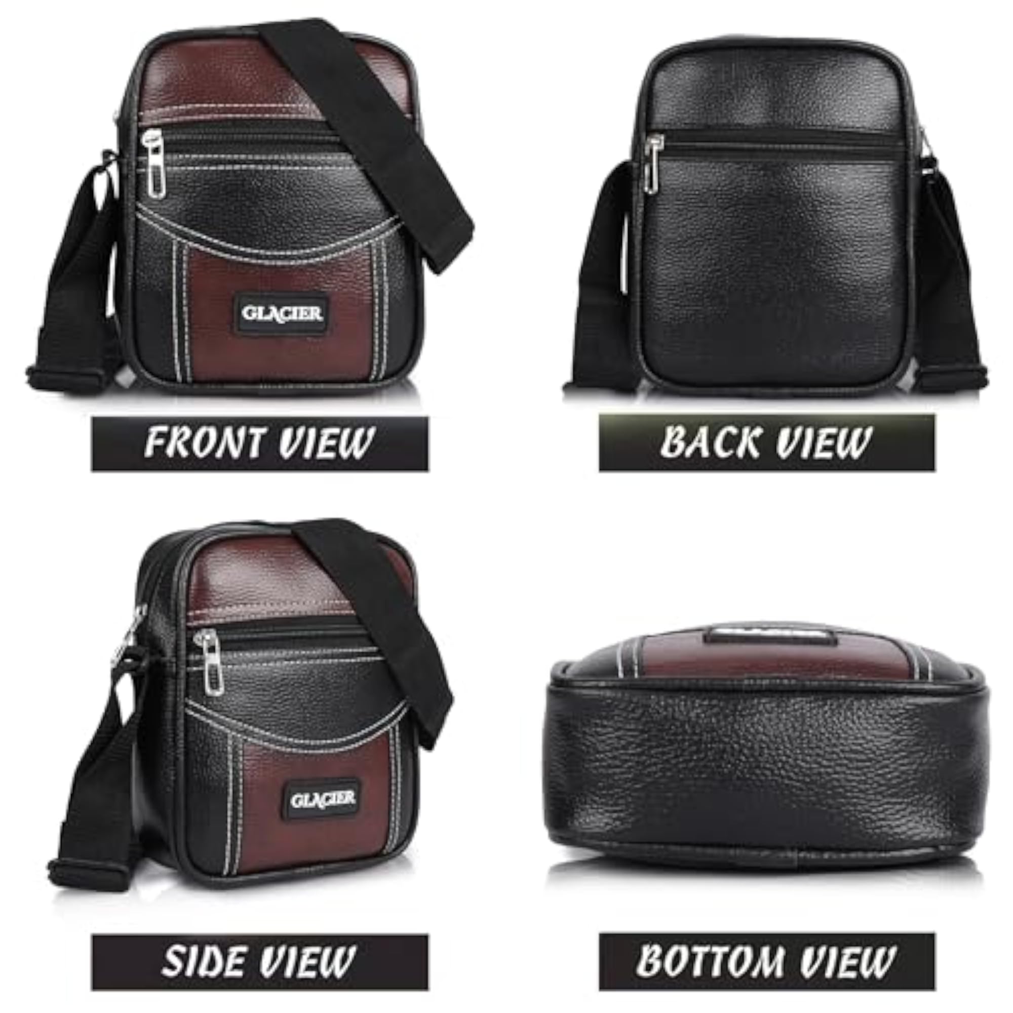 Men's Premium Leatherette Sling Bag, Compact Crossbody