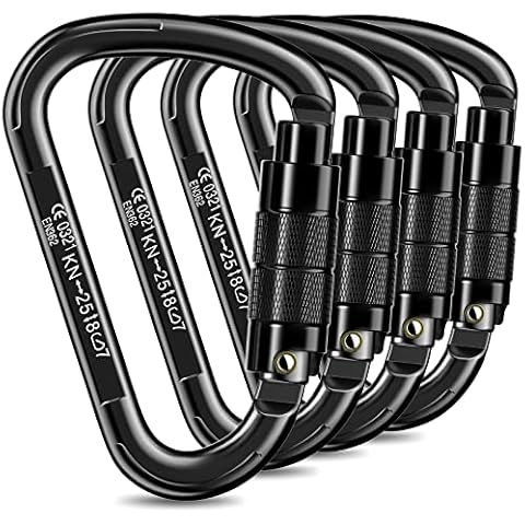 Climbing carabiner hook, UIAA certified carabiner, heavy-duty, 25 kN car locking, climbing carabiner clips, climbing equipment for strap sling, swing, hammock, off Cover