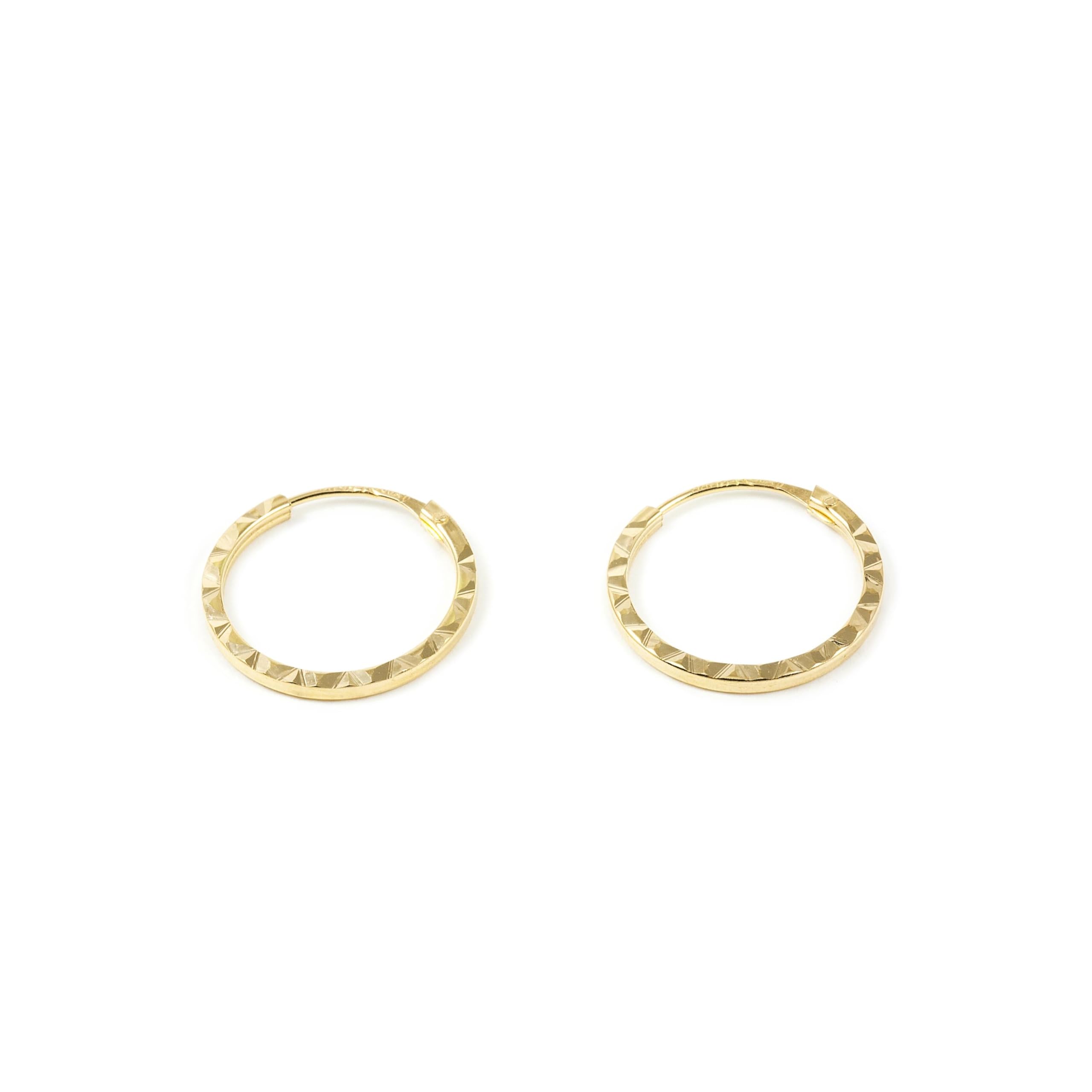 Damen & Kinder Creolen Hoop 14x1 mm Ohrstecker - Gelbgold 9 Karat (375) - Scatola Regalo - Certificato di garanzia