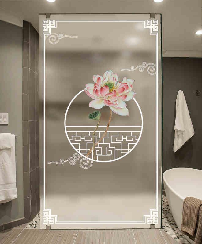 Fensterfolie Blickdicht Retro White Lotus Milchglasfolie Selbstklebend Sichtschutzfolie Fenster Klebefolie Fenster Sichtschutz Fensterfolie Milchglas Bad Fensterfolien 80x120cm/1 Pcs