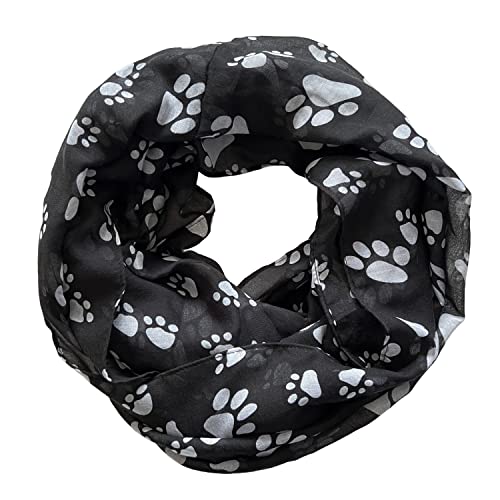 Lina & Lily Dog Cat Paw Print Women's Infinity Scarf Lightweight4
