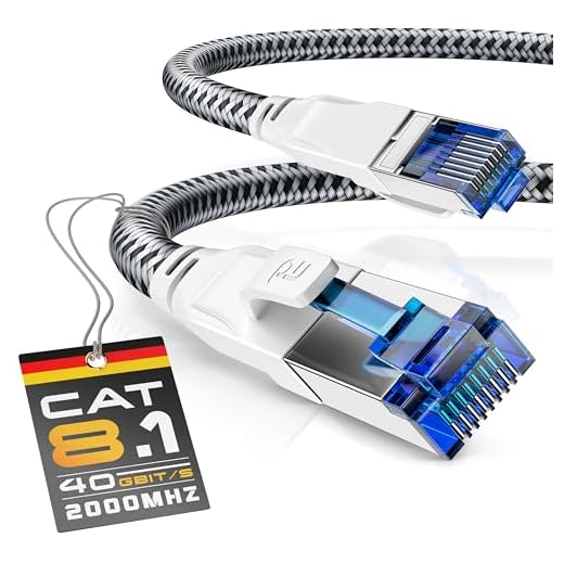 CSL - CAT 8 Netzwerkkabel 40 Gbits - 10m - Baumwollmantel - LAN Kabel Patchkabel Datenkabel RJ45 - CAT 8 Gigabit Ethernet Cable - 40000 Mbits Geschwindigkeit - S/FTP PIMF Schirmung - weiß