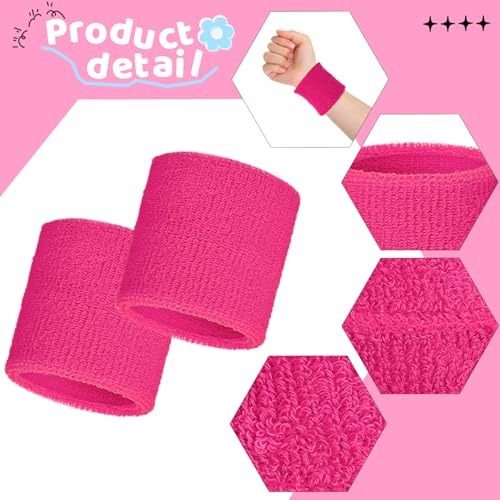 Image of Bememo 12 Pack Wristbands Sweatband for Women Men, Neon Colored Sport Wrist Bands, Tennis Football Basketball Sweatbands, Moisture Wicking Arm Bands for Working Out