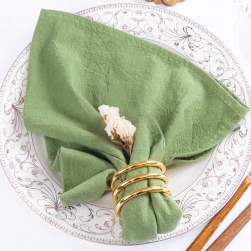 Mlmw TNAPKIN01-6-SAGE GREEN Sage Green Cotton Linen Napkins Set Of 6 Soft Dinner Napkins Cloth 17 Inch×17 Inch Bulk Rustic Table Napkins thumb #3