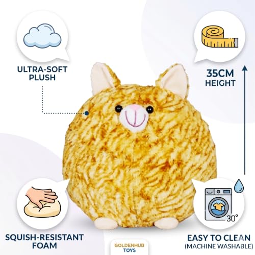 Image of Plush Fat Cat Soft Toy, Cuddly Stuffed Animal, 35 cm