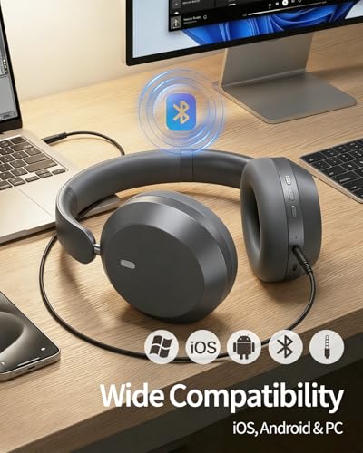 Image of Wentronic Y05 Wireless Bluetooth Headphone, Noise Cancelling, Grey