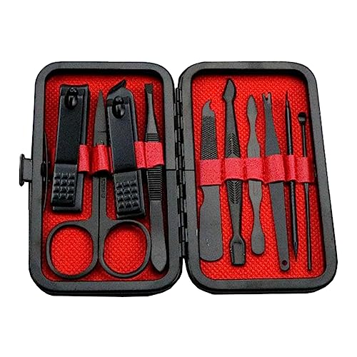 トラベルホームマニキュアステンレス爪切りツールセット ケース付き 10枚, 15x10cm