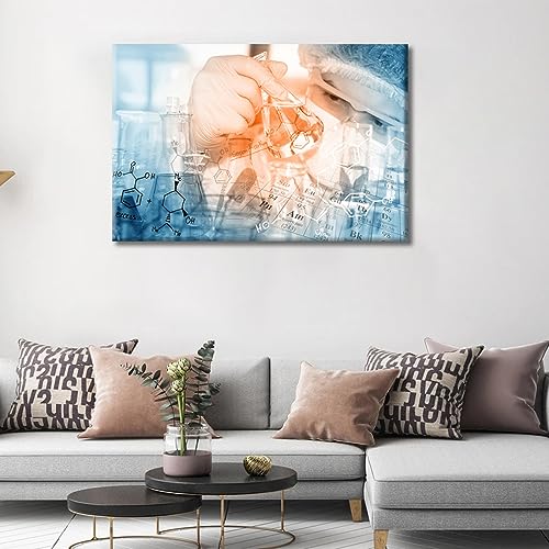 Image of 1 Panels Researchers do Chemical Experiments Wall Art Chemical Equations and Periodic Table Posters & Prints Living Room Pictures Wall Decor Stretched and Framed Ready to Hang (24 inch Wx36 H)