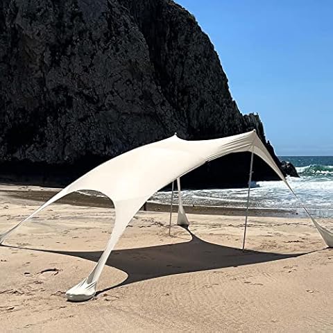 Beach Shade Sun Shelter by Skybed with Built-in Sand Bags - Lightweight, Durable, Small Pack Size - Fits in Carry-On Luggage - Easy, Simple Setup (Large (7'x7' - 70" Poles), Sand Dollar) Cover