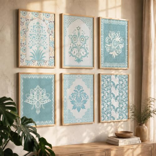 Image of kotart - Madhubani Art Paintings with Frame for Home Decoration - Traditional Framed Painting for Living Room Bedroom Office Decor - Painting for Wall Decoration -Set of 6 (19X25 INCH, B)