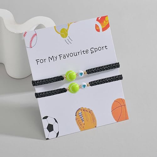 Miniatura 10 de COLORFUL BLING Paquete de 2 pulseras deportivas de voleibol de baloncesto para mujeres, hombres, adolescentes, trenzadas, ajustables, de béisbol,