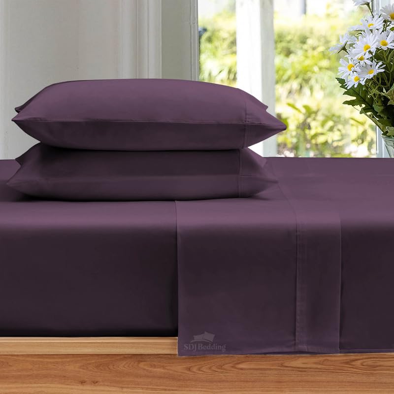Flat Sheet Luxury Quality Bedding 800 Thread Count Egyptian Cotton 1Pcs Flat Sheet - Queen Size (92 X 102) Inch, Plum Solid