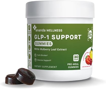 GLP-1 Support Gummies with White Mulberry Leaf Extract Carb & Glucose Metabolism Support, 0g Sugar, Vegan, Non-GMO, Sweetened with Monk Fruit Fruit Punch, 30 Count