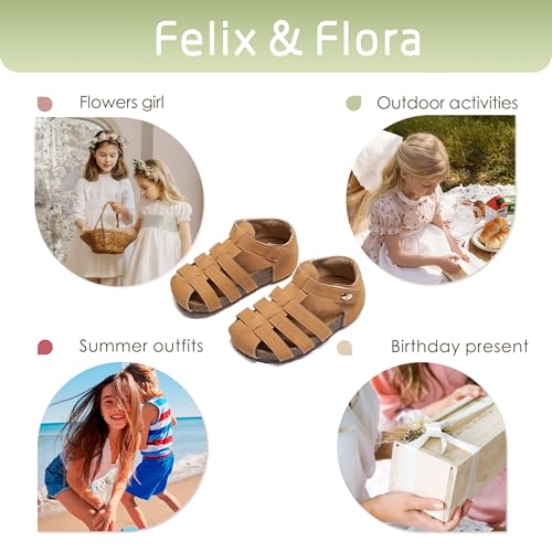 Image of Felix & Flora Toddler Girls Sandals Flower Girl Shoes Soft Rubber Princess Flat Shoes