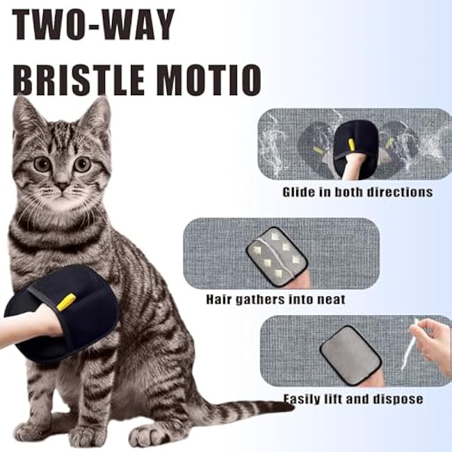 Pet Hair Removal Glove for Furniture, Carpet, Clothes and Car Seats, Electrostatic Cat & Dog Hair Removal Tool, Reusable Pet Hair Remover Glove with Silvervine Sticks (Black, 1 Glove & 2 Sticks)-9l77LMa2