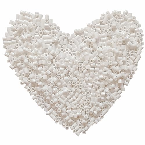 Yowamho 1000Pcs Fuse Beads - 5mm White Melting Beads for Crafts Bead Bulk Refill.