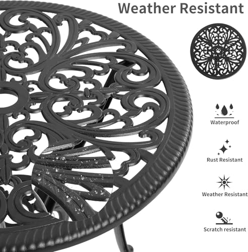 Cast Aluminum Outdoor Bistro Set - Bistro Table And Chairs Set of 2 Weather-Resistant Outdoor Bistro Set for Garden, Porch, And Patio - Afbeelding 3