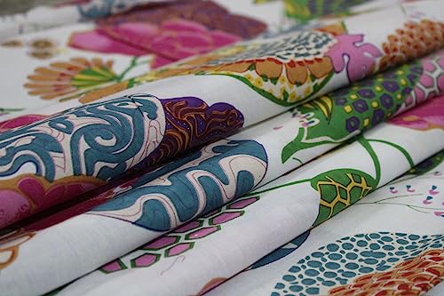 Image of Indian Hand-Block Printed Jaipuri Fruit Print Floral Ethnic Sanganer Kurti Print Cotton Fabric (20 Yards, White Fruit)