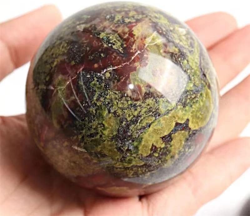 Esfera de cristal pulido natural con forma de dragón y piedra de sangre para decoración (1 unidad de 2.165 in-2.362 in)
