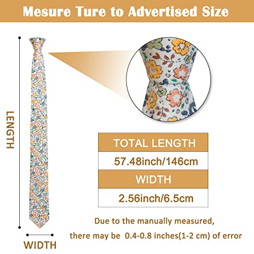 Image of Mantieqingway Men Skinny Tie Cotton Floral Necktie for Wedding Groomsmen Tie