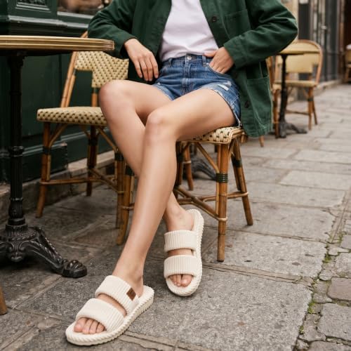 Image of LongBay Slippers for Women Memory Foam Open Toe Slide Indoor House Shoes Slip On Bedroom Comfy Gift