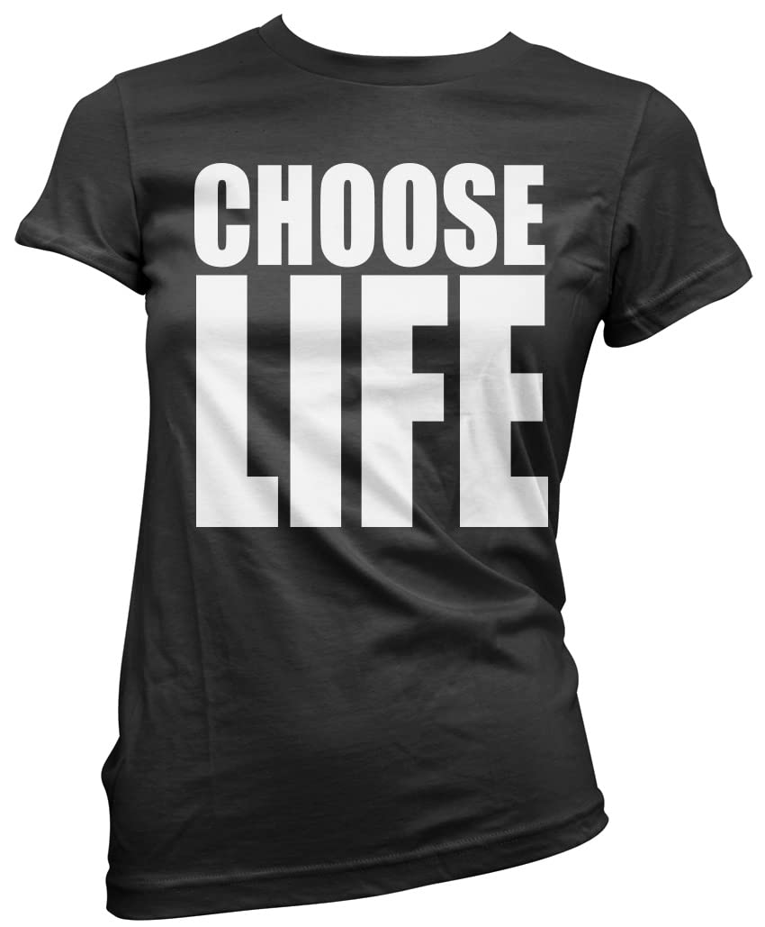 Hotscamp Women's Black Choose Life 80S - T-Shirt Size 8