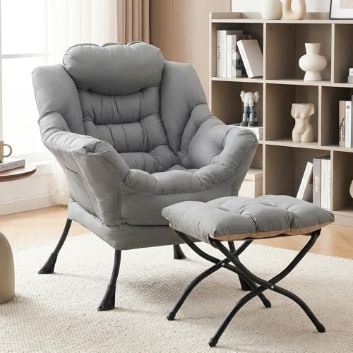 Clevich Sillón de orejas con taburete