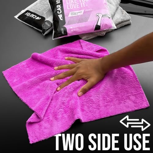 Image of CAR101 Microfiber Cloth - 2Pcs - 40x40 cm - 550 GSM - Assorted | Multipurpose | Lint-Free | Superior Softness & High Absorbency | Microfibre Towels for Car, Bike & Household Cleaning
