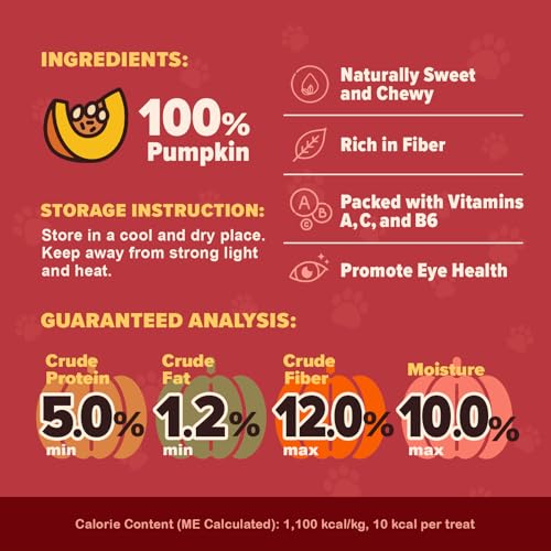 Image of Pumpkin Chips for Dogs - 100% Natural Single Ingredient Dog Treats - Crunchy & Crispy - Easy to Digest, Hypoallergenic, Grain-Free - Healthy Snack for All Breeds - 6 oz