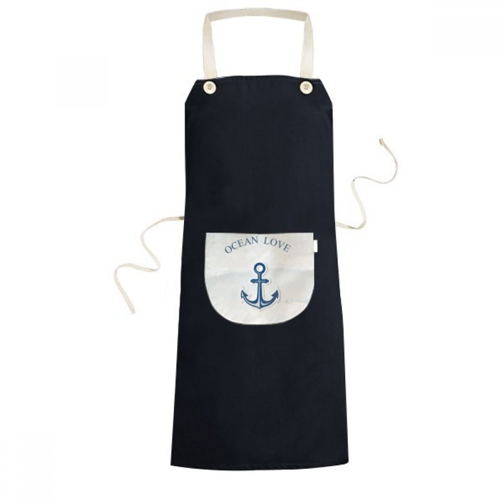Tablier de cuisine avec poche motif navigation océan bavoir noir et bleu 70cm x 67cm
