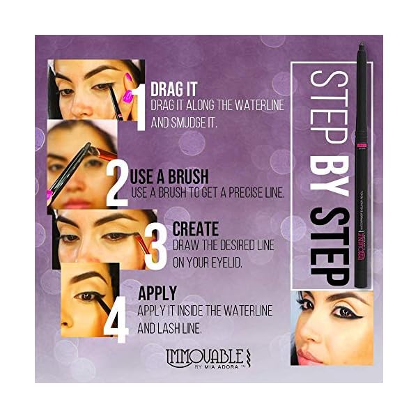 Mia Adora Best Cruelty Free Waterproof Eyeliner Pencil with Sharpener - All Day Smudgeproof Wear - Easy to Use & Perfect Eye Liner for Your Cat Eyes & Waterline - Immovable Makeup (Black)