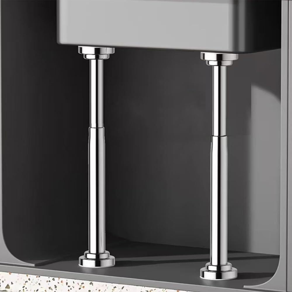 Patas y Soporte telescópicos Ajustables para Fregadero, Varilla de Soporte de Acero Inoxidable, Aptos para cocinas y baños, Altura de 30 a 50 cm, estables bajo el Fregadero, fáciles de Insta