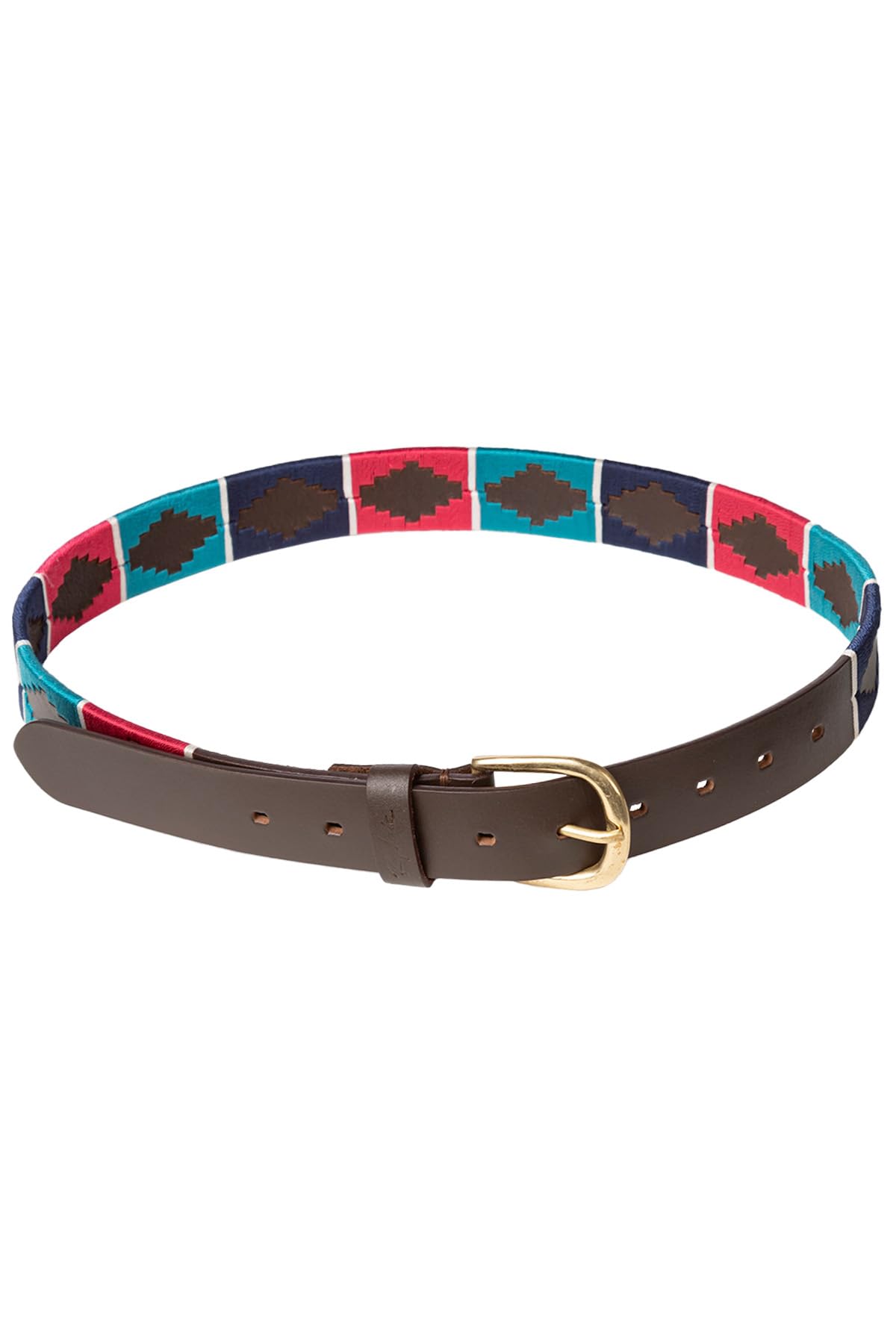 Rydale Leather Polo Belt Men's Ladies Belts Equestrian Stitched Unisex Trouser Belt (Teal/Navy/Bonbon, S)