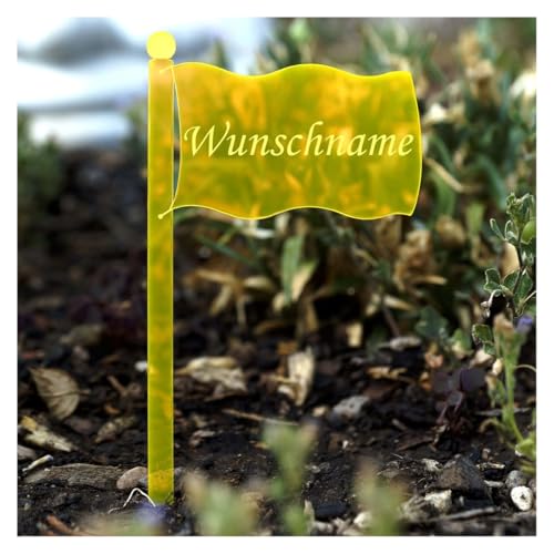 Acrílico cristal – Etiquetas para plantas (Bandera neón transparente fluorescente – Jardín Conector, hierbas letreros, Planta, conector, Gladiolen