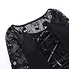 Skull tees for Women,Womens Gothic Crop Tops Mesh Short Sleeve Punk Alt Shirt Grunge Harajuku Emo Tops with Bandage-Halloween Shirt #5
