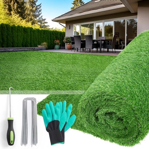 Realistic Artificial Grass Mat Customized Sizes, 6ft x10ft Synthetic Fake Grass Mat for Dogs, Reusable Turf Outdoor Rug Patio Garden Balcony Landscape, Faux Grass Rug with Drainage Holes