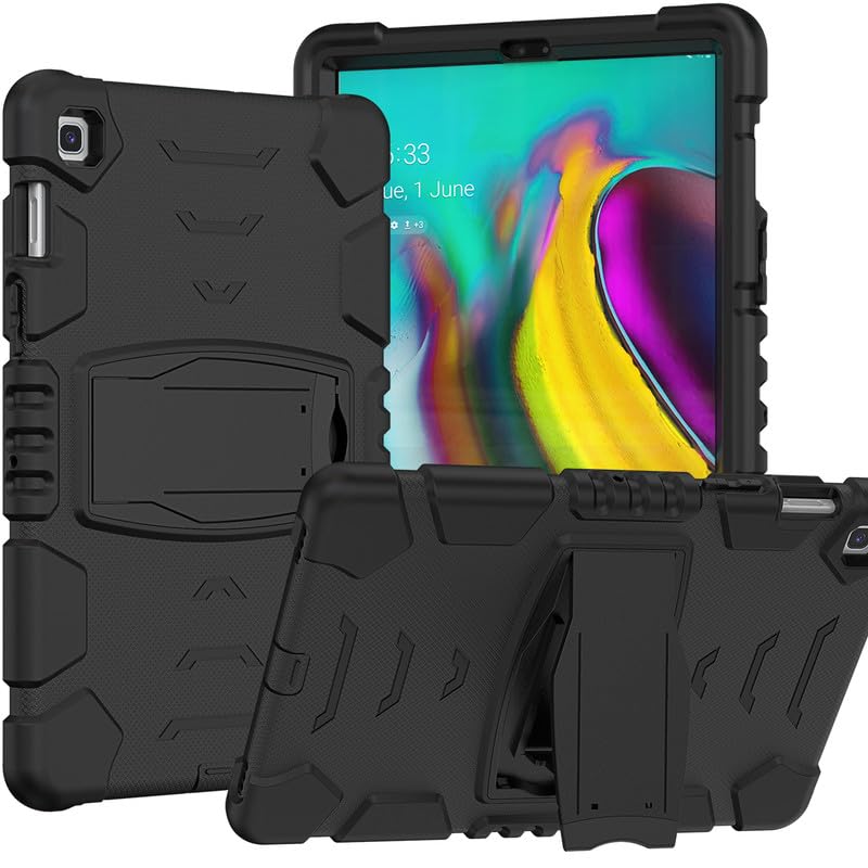 Nikaque Funda para Samsung Galaxy Tab S5e 10.5 2019 SM-T720/T725, funda resistente a prueba de golpes con soporte protector para Galaxy Tab S5e 10.5 2019, color negro