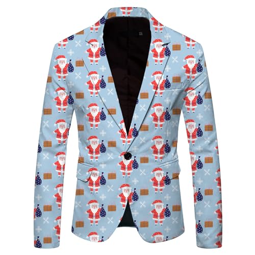 Xmas Anzugjacken Weihnachten Outfit Herren Funky Blazer mit 3D Drucke...