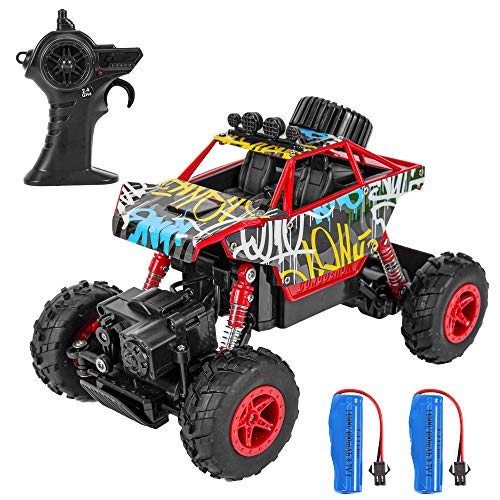 ThinkMax Voiture télécommandée Rock Crawler 2,4 GHz 1:20 Rc Auto 4WD Off Road RC Monstertruck avec 2 piles rechargeables Cover
