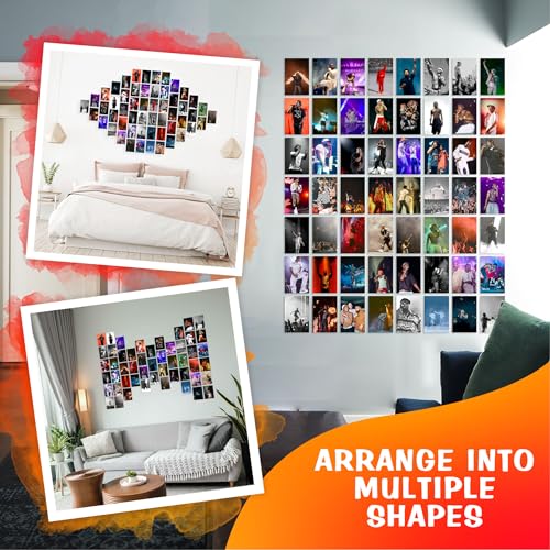 Image of CodersParadise Pack of 54 Hip Hop Rapper Wall Collage Kit Posters - 4 x 6 Inches Posters for Wall Decoration - Wall Art For Bedroom, Office, Living room, Dorm room - Glue Dots Included