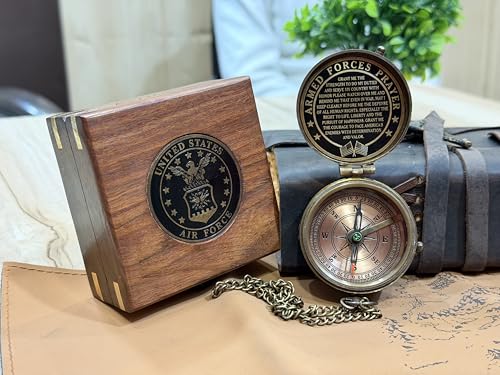 Brújula Militar U.S. Air Force con Estuche de Cuero - Regalo de Apreciación Militar para Hombres y Mujeres miniatura 5