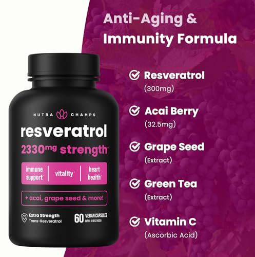 Capsules De Resvératrol 1600 Mg Avec Quercétine - Anti-âge, Santé Cardiaque, Neuf
