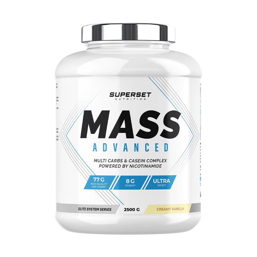 Superset Nutrition - Programme Prise de Masse Débutant - Mass Advanced 2,5kg Vanille Crémeuse - Amino Max