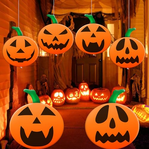TaoQ C 6 PCS 24 Inch 16 Inch Halloween Inflatable Balloons Inflatable Halloween Pumpkin Decorations PVC Large Pumpkin Balloons for Haunted House Horror Party Yard Garden Home Decor