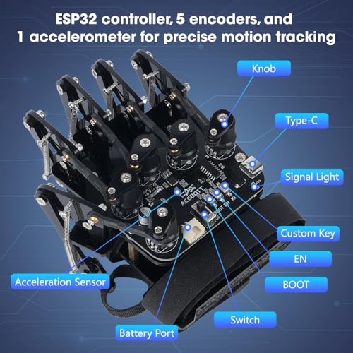 ESP32 Motion-Sensing Glove Supports Arduino, ACECode & Python,DIY Robotic Mechanical Hand STEM Toy Starter Kit Five Fingers Arm for Robot Kit Control, Science/Coding/Programming Set - Image 6