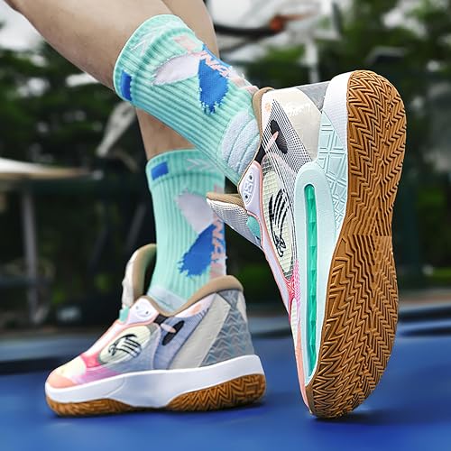 Image of Men's High-Top Basketball Shoes Anti-Slip and Wear-Resistant Soles Running Shoes Graffiti Design Fashionable Sports Shoes