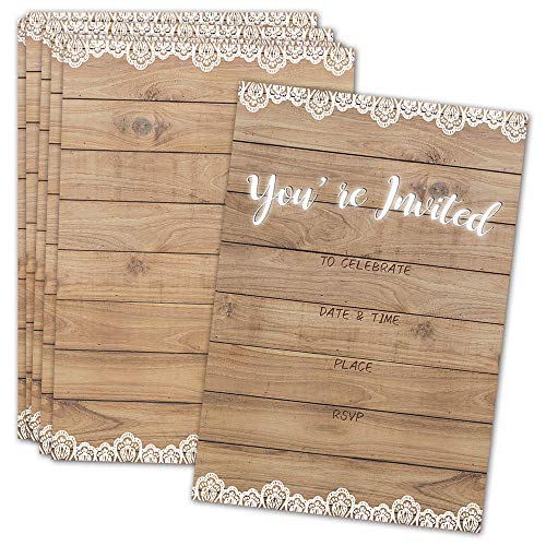 Wedding Invitations with Envelopes â€“ Farmhouse Rustic Invitation for Wedding Couple,Bridal Shower, Engagement â€“ 30 Cards With Envelopes